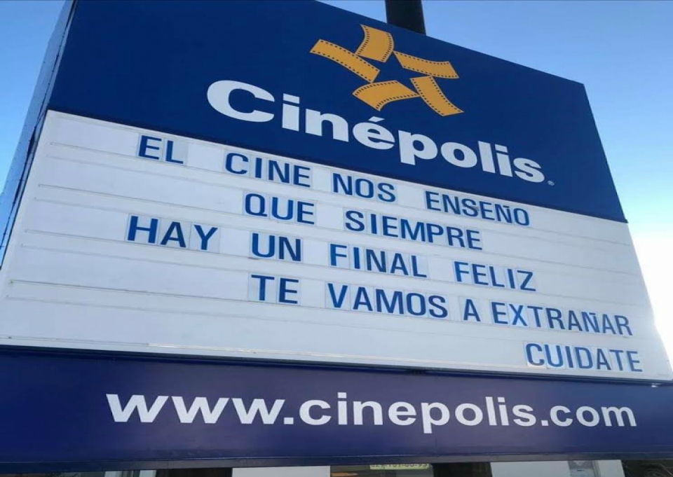 Cinépolis da mensaje a sus seguidores a través de carteleras